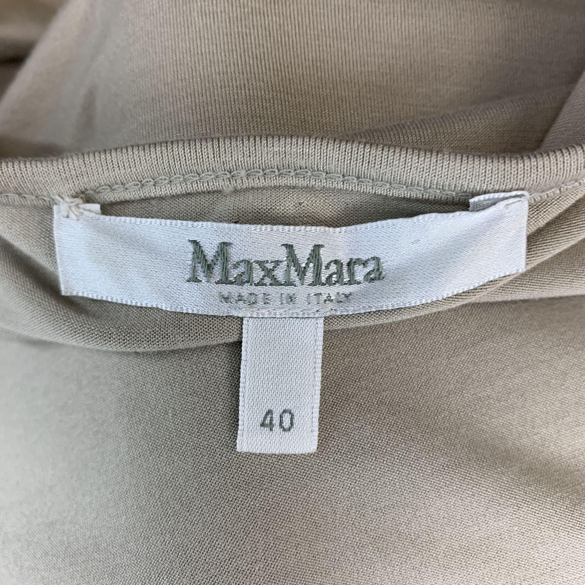 Women's MAX MARA Size 4 Beige Suede Draped Collar Cardigan Jacket