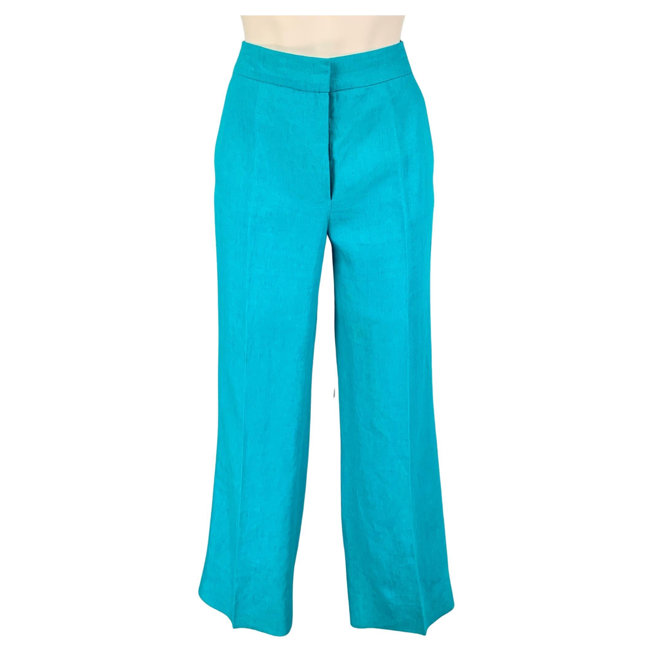 MAX MARA Size 6 Blue Turquoise Linen Dress Pants