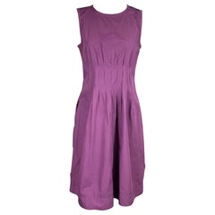 MAX MARA Talla 6 Vestido plisado sin mangas en línea A de popelina de algodón morado
