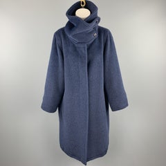 MAX MARA Size 8 Navy Alpaca / Vrgin Wool High Collar Coat