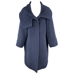 MAX MARA Size 8 Navy Alpaca / Vrgin Wool High Collar Coat