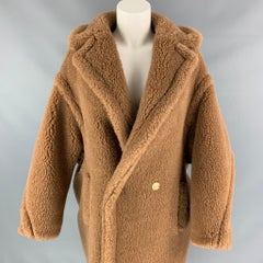 MAX MARA Size S Tan Camel Hair & Silk Blend Teddy Bear Icon Coat