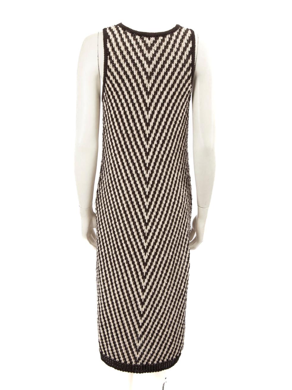 Beige Max Mara Striped Knitted Midi Dress Size M For Sale