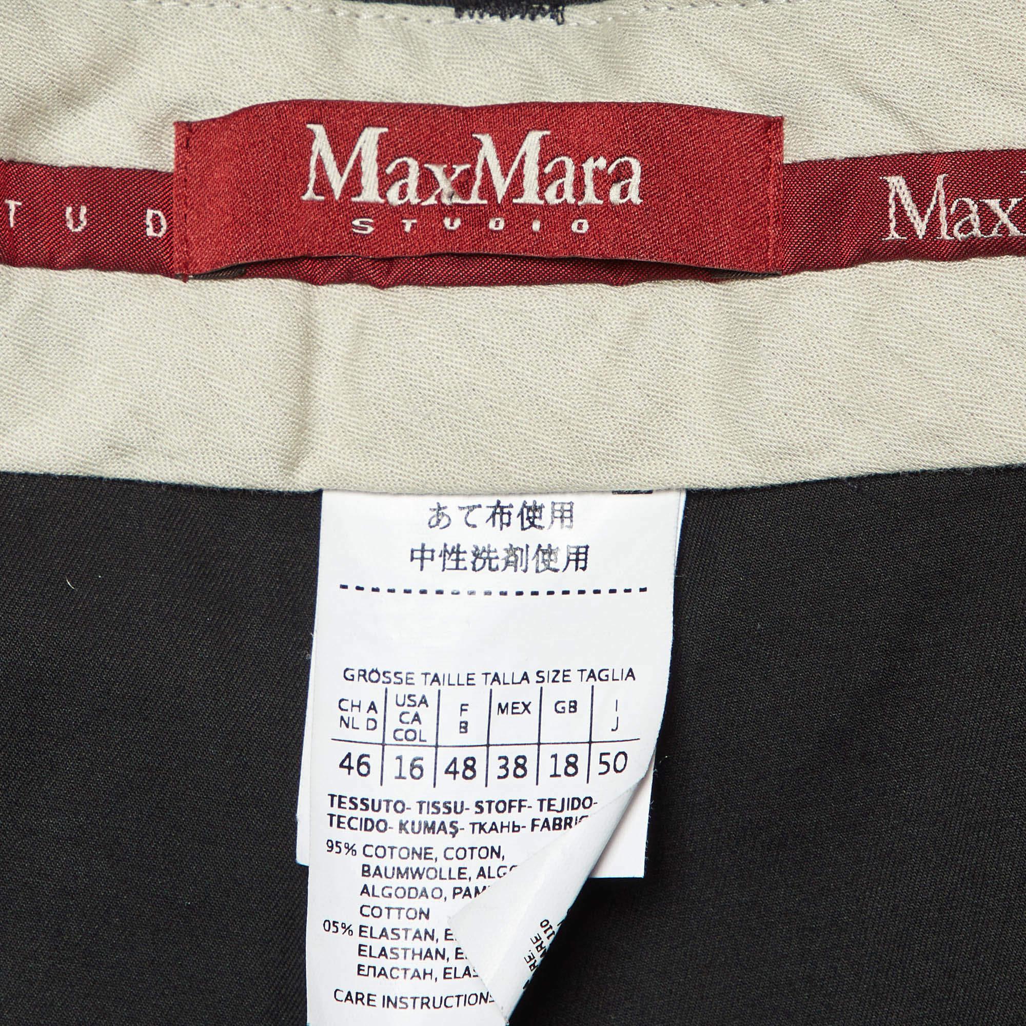 Maßgeschneiderte Max Mara Studio-Hose aus schwarzer Baumwolle XL im Zustand „Gut“ im Angebot in Dubai, Al Qouz 2