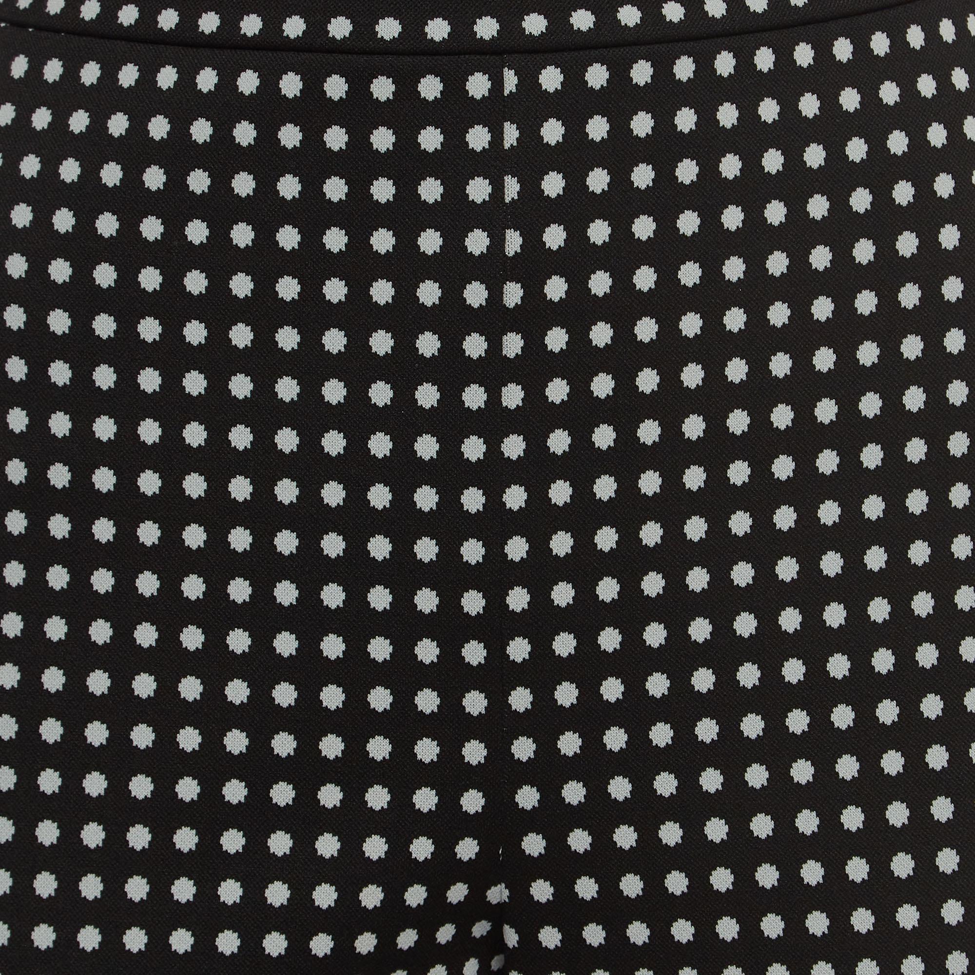 Max Mara Studio Black Print Stretch Knit Pants L In Excellent Condition In Dubai, Al Qouz 2