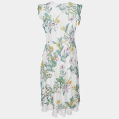 Max Mara Studio Multicolor Floral Printed Silk Short Dress L