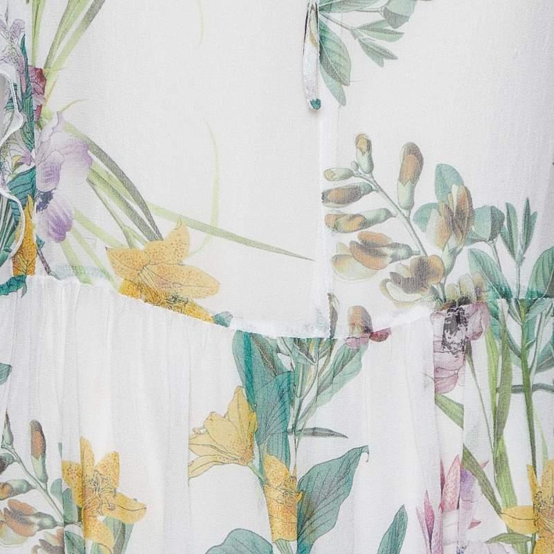 Gray Max Mara Studio Multicolor Floral Printed Silk Short Dress L For Sale