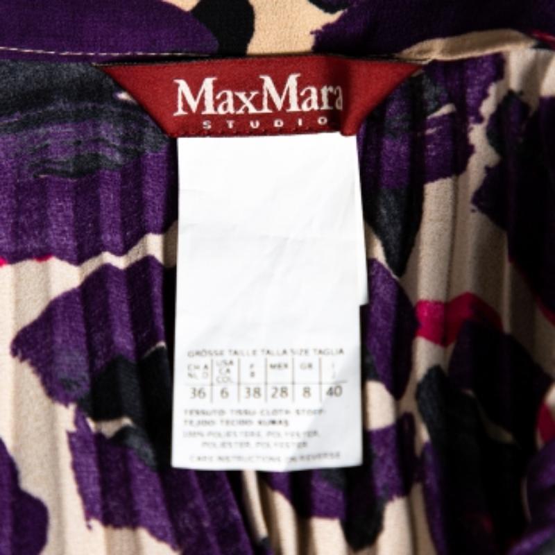 Max Mara Studio Mehrfarbiger bedruckter Georgette-Plissee-Rock S Damen