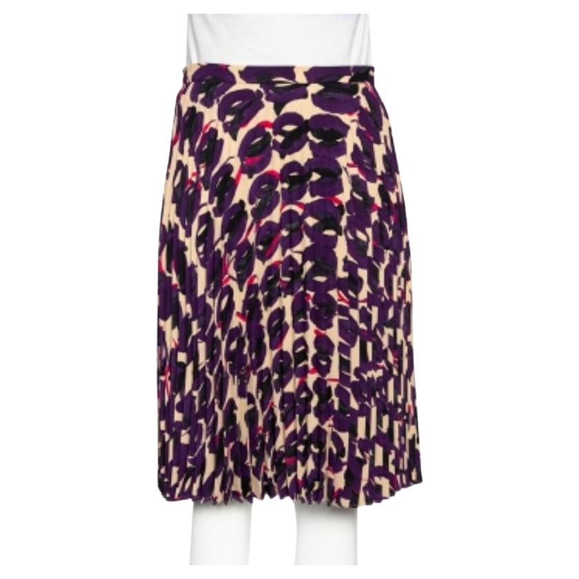 Max Mara Studio Mehrfarbiger bedruckter Georgette-Plissee-Rock S