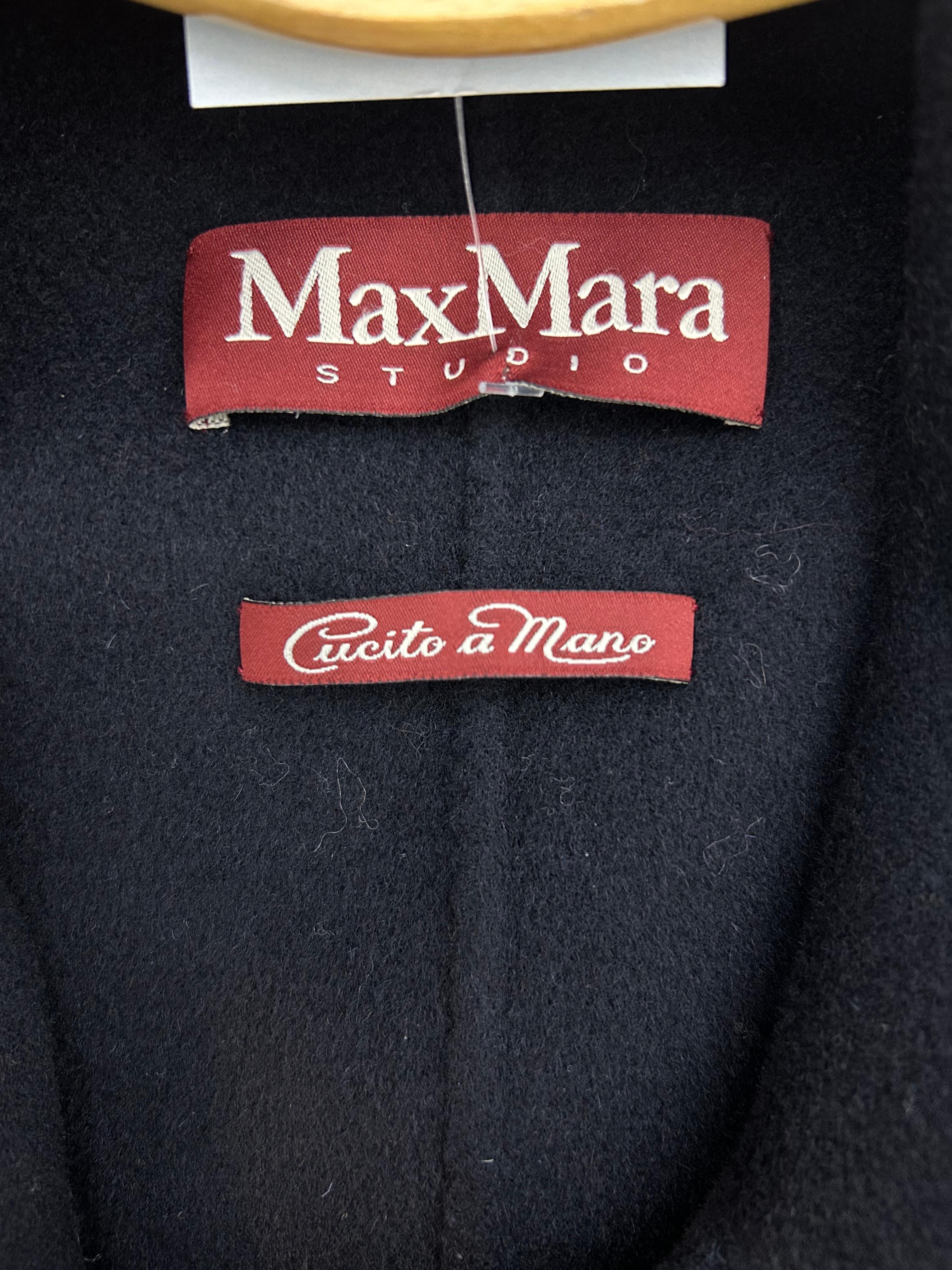 Women's Max Mara Studio Navy Wool Midi Coat Size EU 38 For Sale
