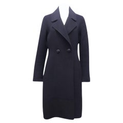 Max Mara Studio Navy Wool Midi Coat Size EU 38