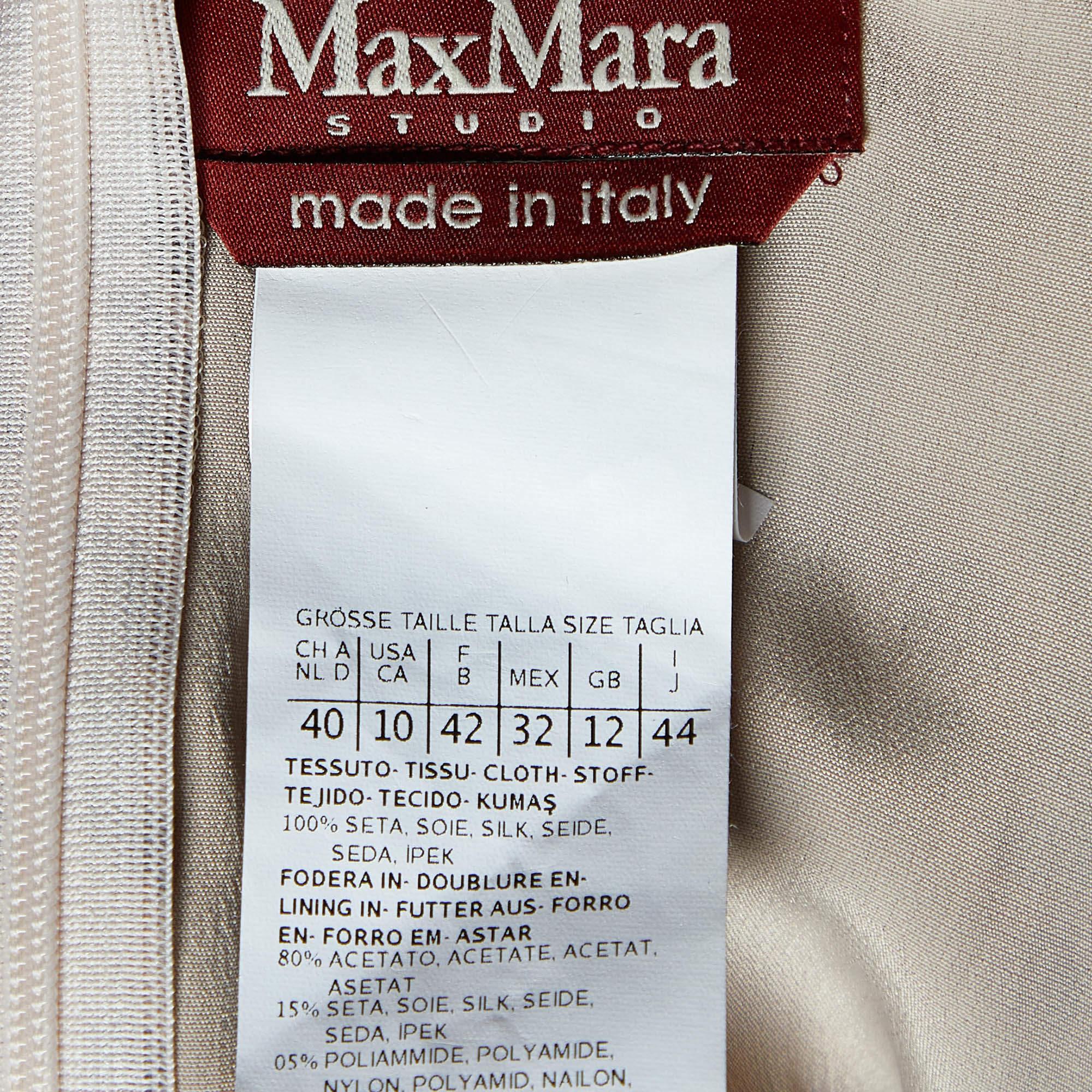 Max Mara Studio Pale Pink Printed Silk Sleeveless Dress M In Good Condition For Sale In Dubai, Al Qouz 2