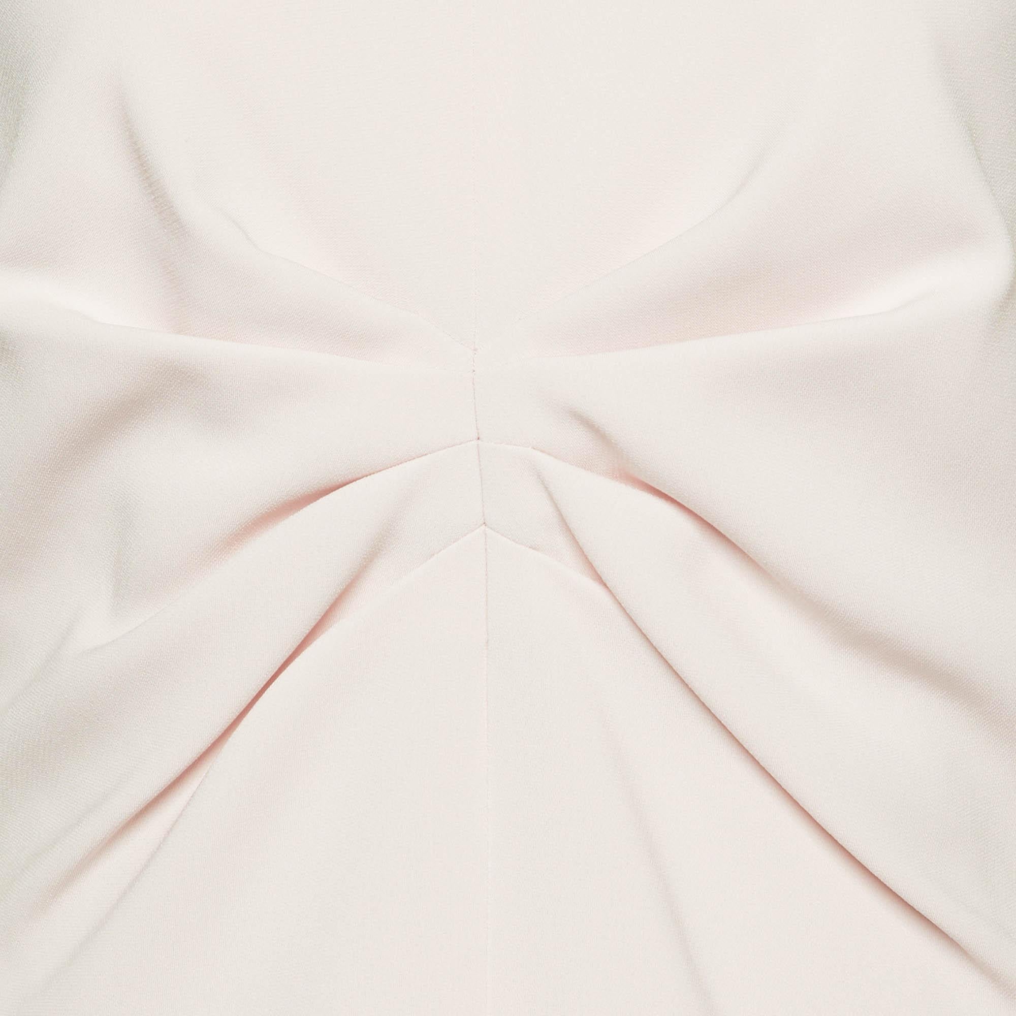 Max Mara Studio Pink Crepe Ruched Midi Dress M In Good Condition In Dubai, Al Qouz 2
