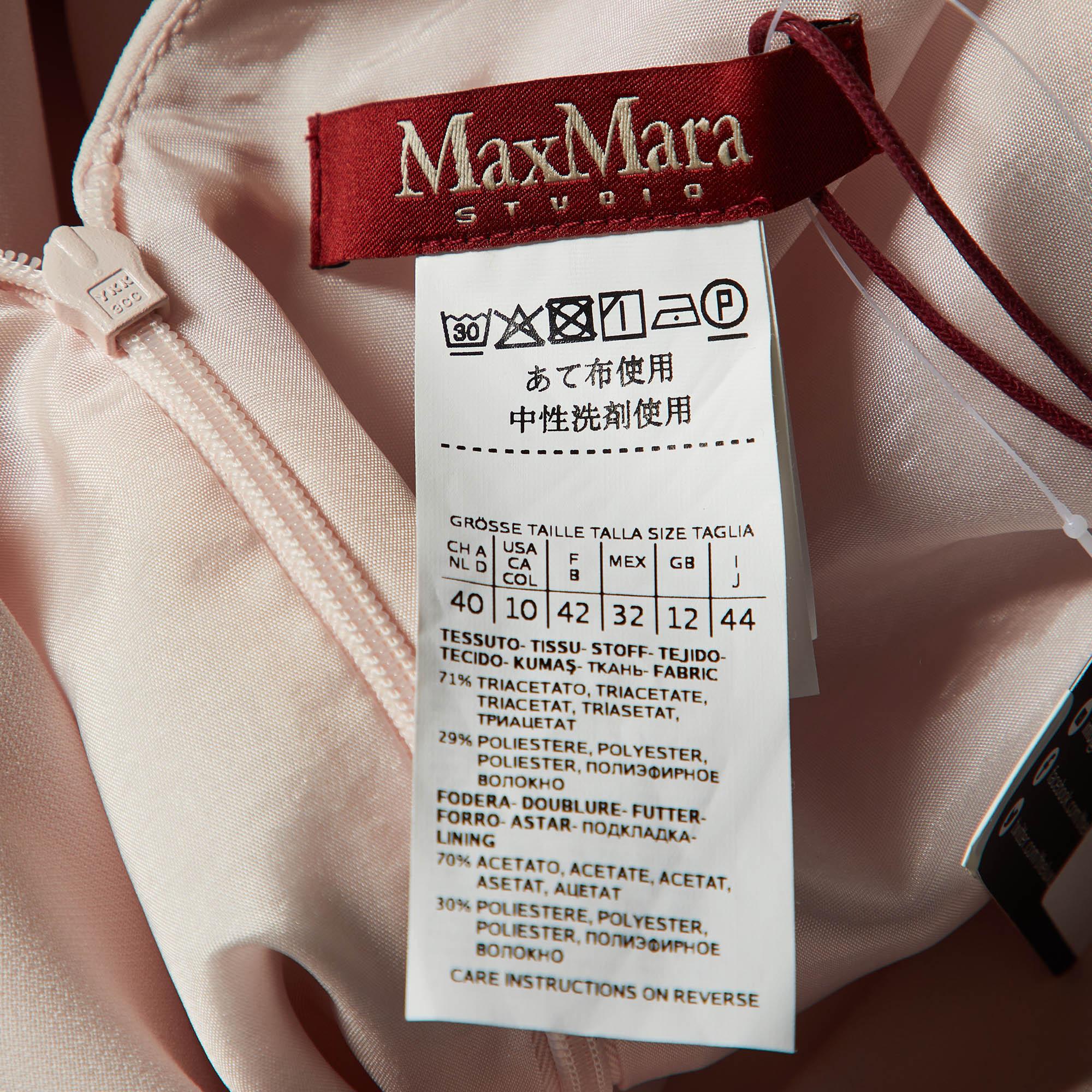 Max Mara Studio Pink Crepe Ruched Midi Dress M 1
