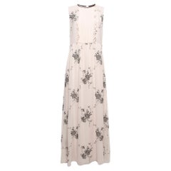 Max Mara Studio Pink Silk Floral Embroidered Ruffle Detail Theodor Dress L