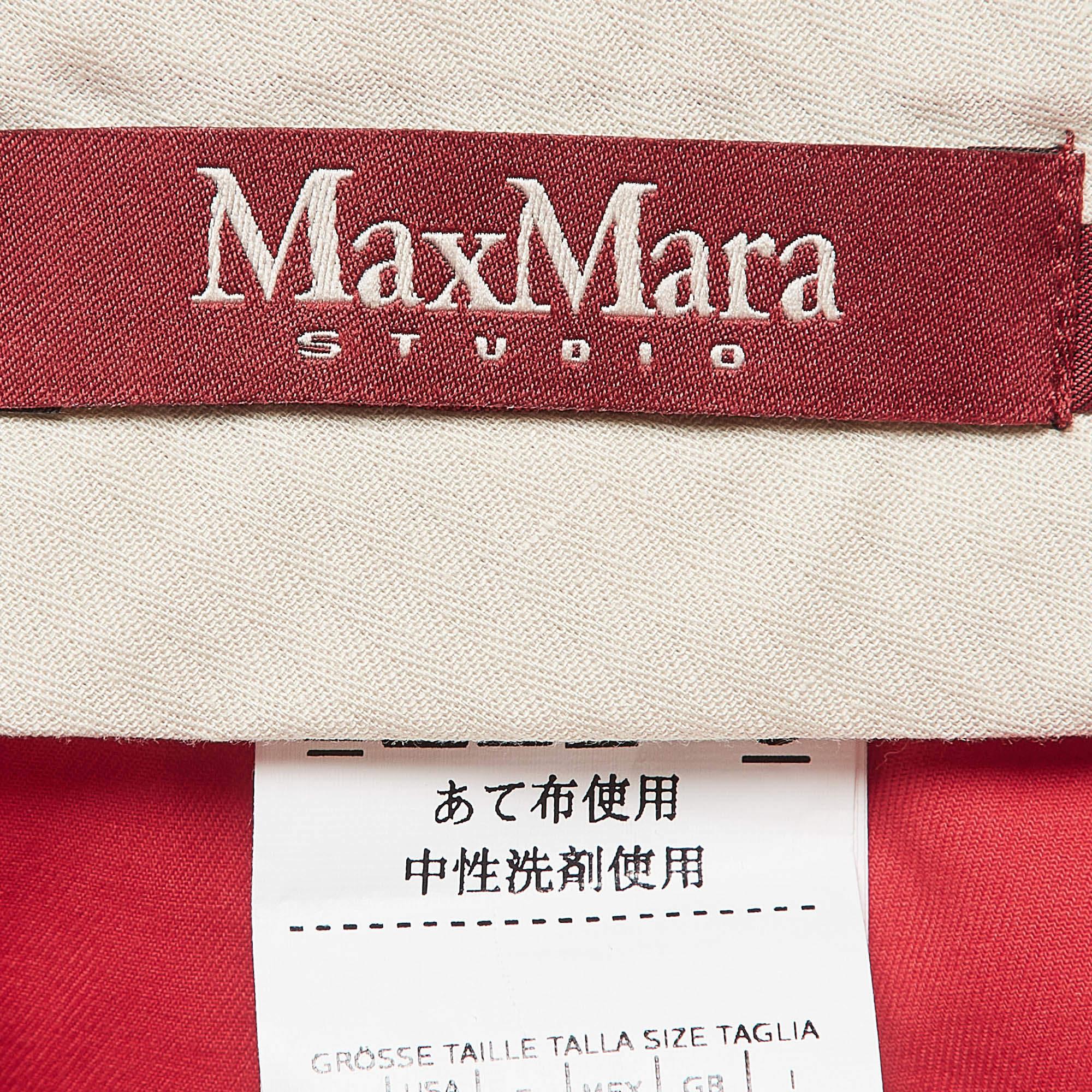 Max Mara Studio Rote Gabardine-Hose, Regular Fit, L Damen im Angebot