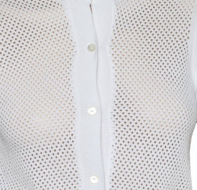 Max Mara Studio A. Bianco Cardigan traforato in maglia di cotone L.A. in vendita 3