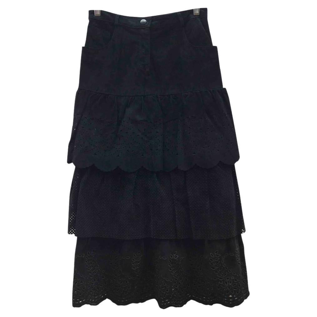 Max Mara Suede Maxi Skirt in Black