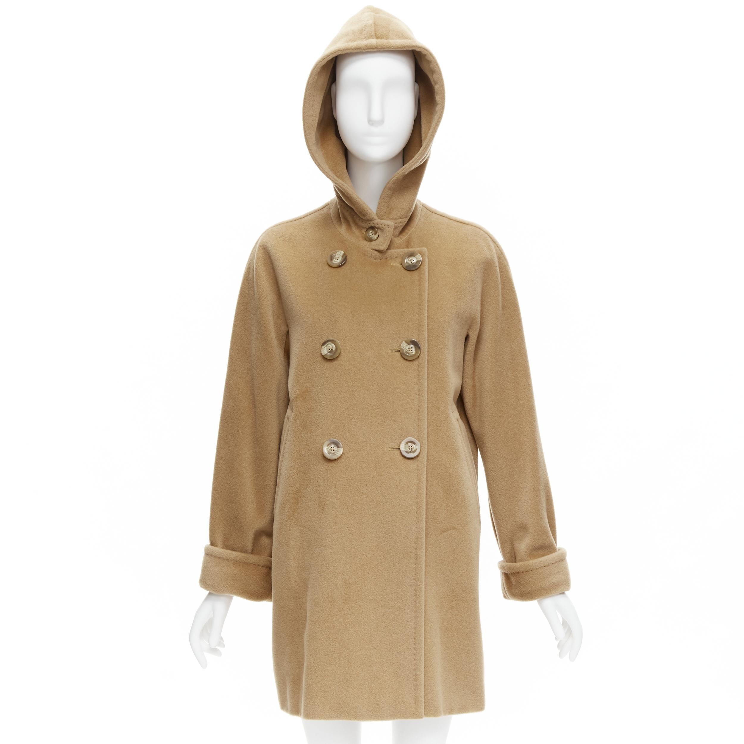 MAX MARA tan wool cashmere double breasted hooded cuffed sleeve coat IT38 S
Reference: TGAS/C02029
Brand: Max Mara
Material: Virgin Wool, Cashmere
Color: Tan Brown
Pattern: Solid
Closure: Button
Lining: Beige Fabric
Made in: