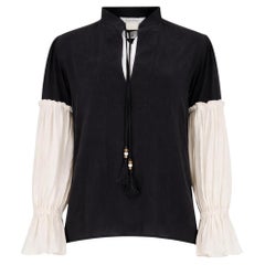 Max Mara Tasseled Two-Tone Silk Top