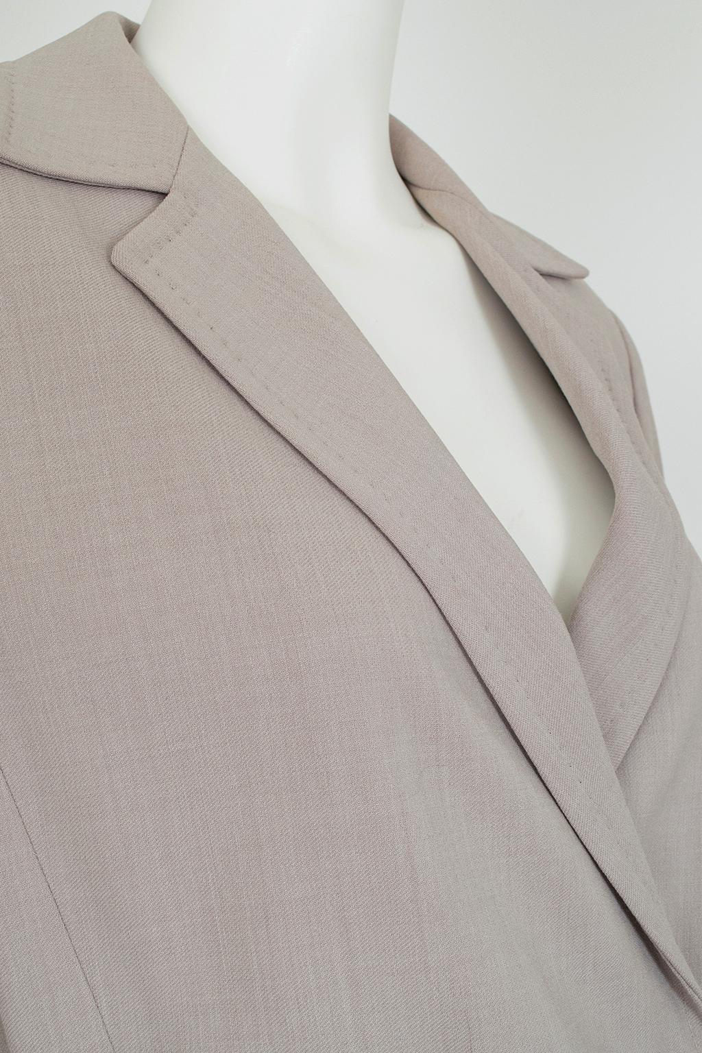 Max Mara - Tailleur in lana e crêpe di seta con cintura - 40-42, anni '90 in vendita 1