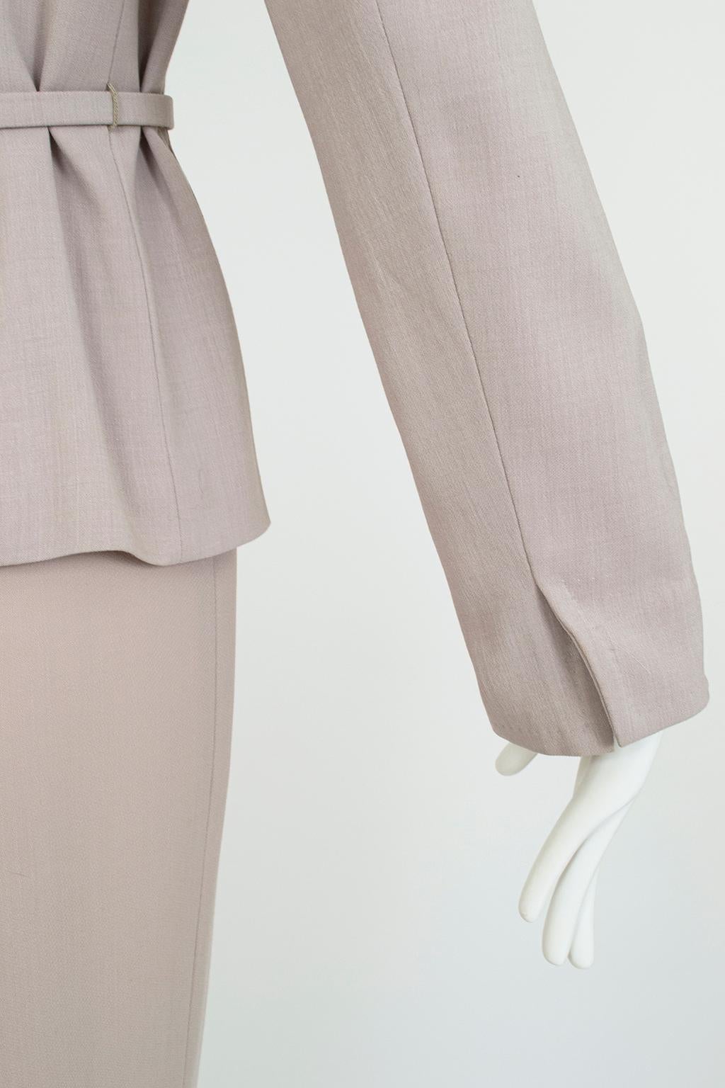 Max Mara - Tailleur in lana e crêpe di seta con cintura - 40-42, anni '90 in vendita 4