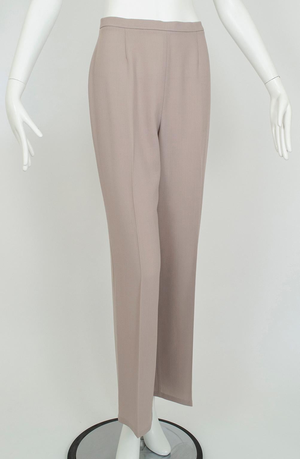Max Mara - Tailleur in lana e crêpe di seta con cintura - 40-42, anni '90 in vendita 6