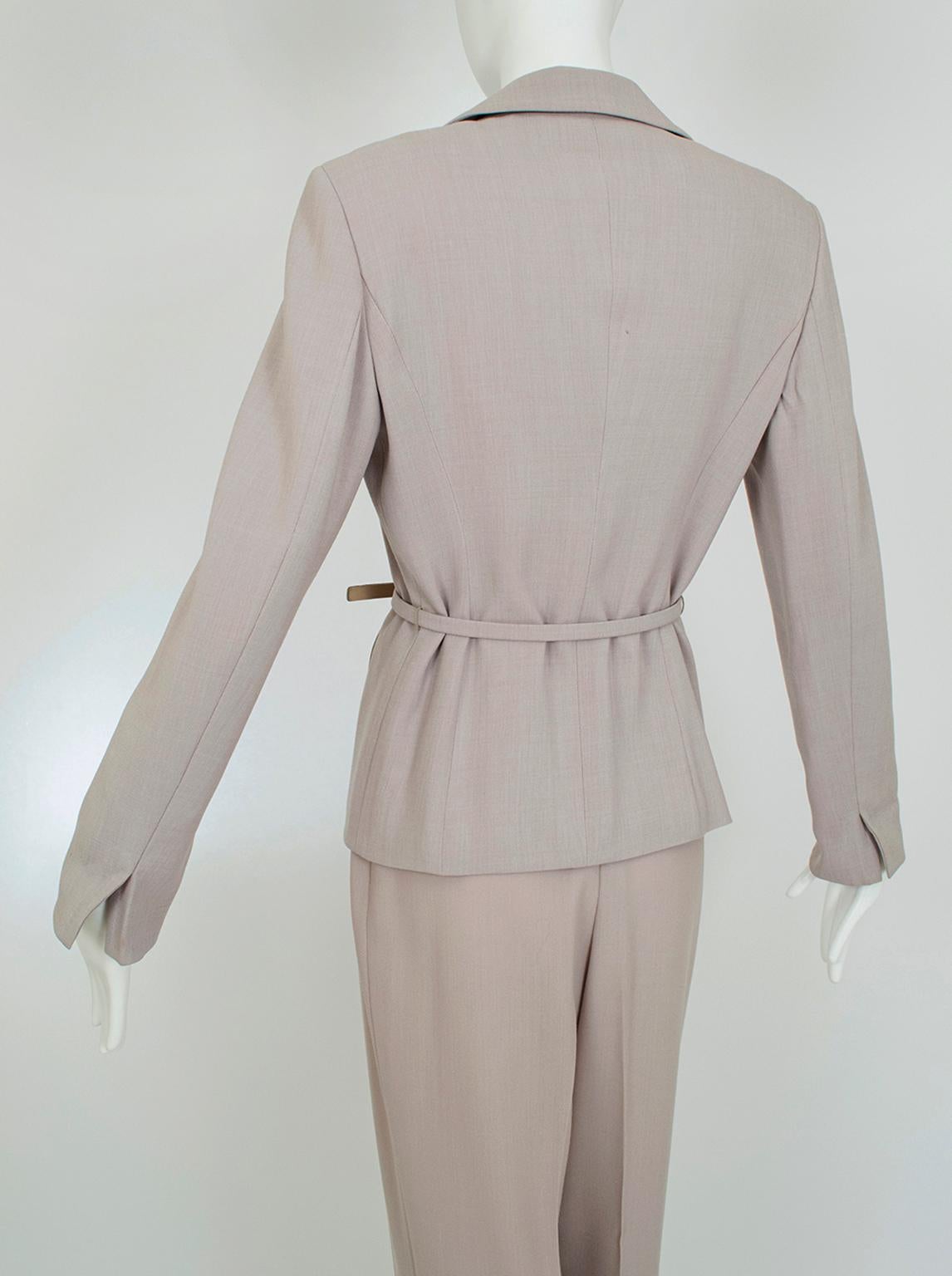 Donna Max Mara - Tailleur in lana e crêpe di seta con cintura - 40-42, anni '90 in vendita