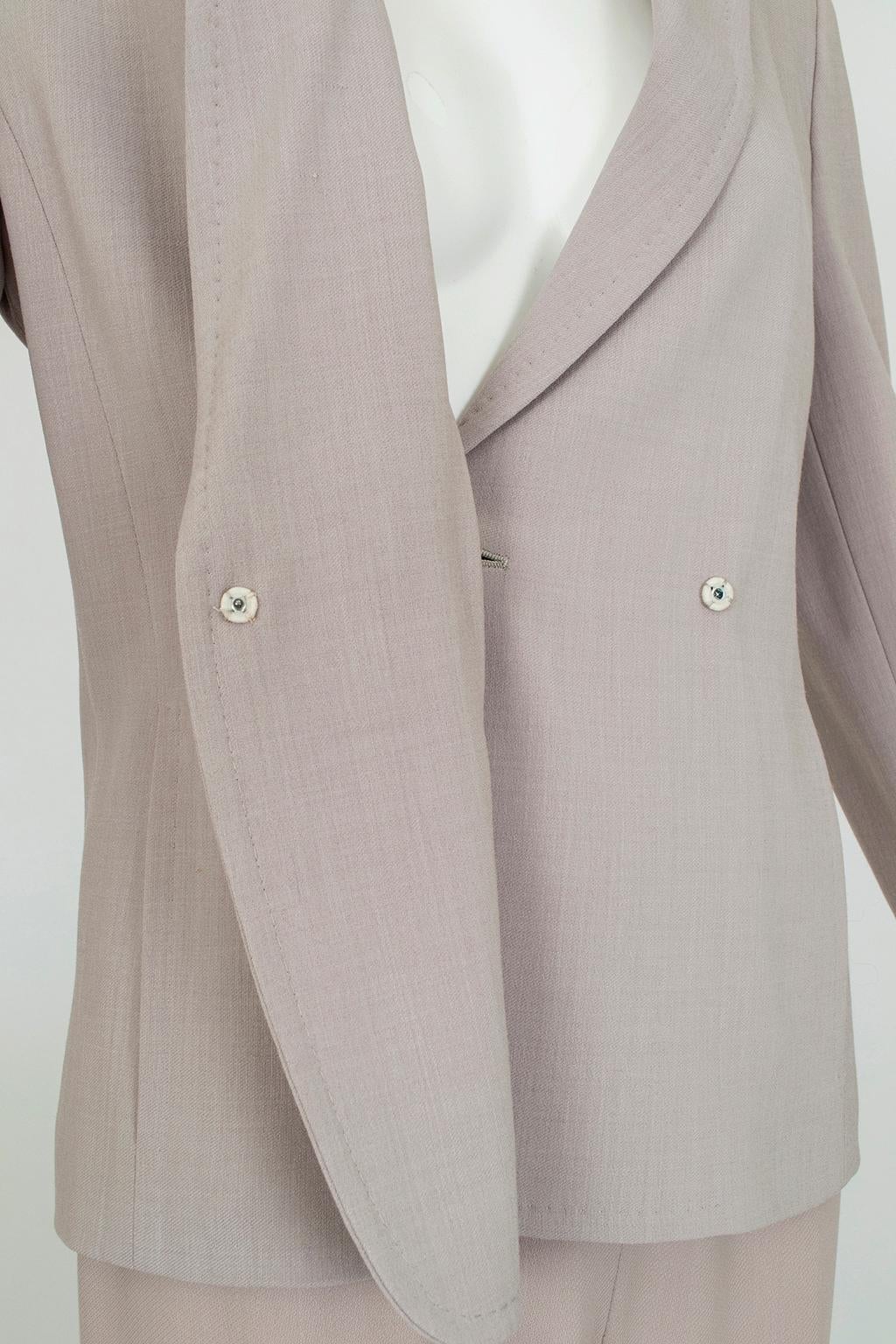 Max Mara - Tailleur in lana e crêpe di seta con cintura - 40-42, anni '90 in vendita 5
