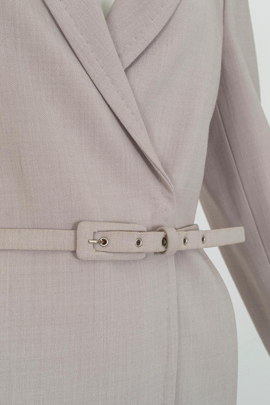 Max Mara - Tailleur in lana e crêpe di seta con cintura - 40-42, anni '90 in vendita 2