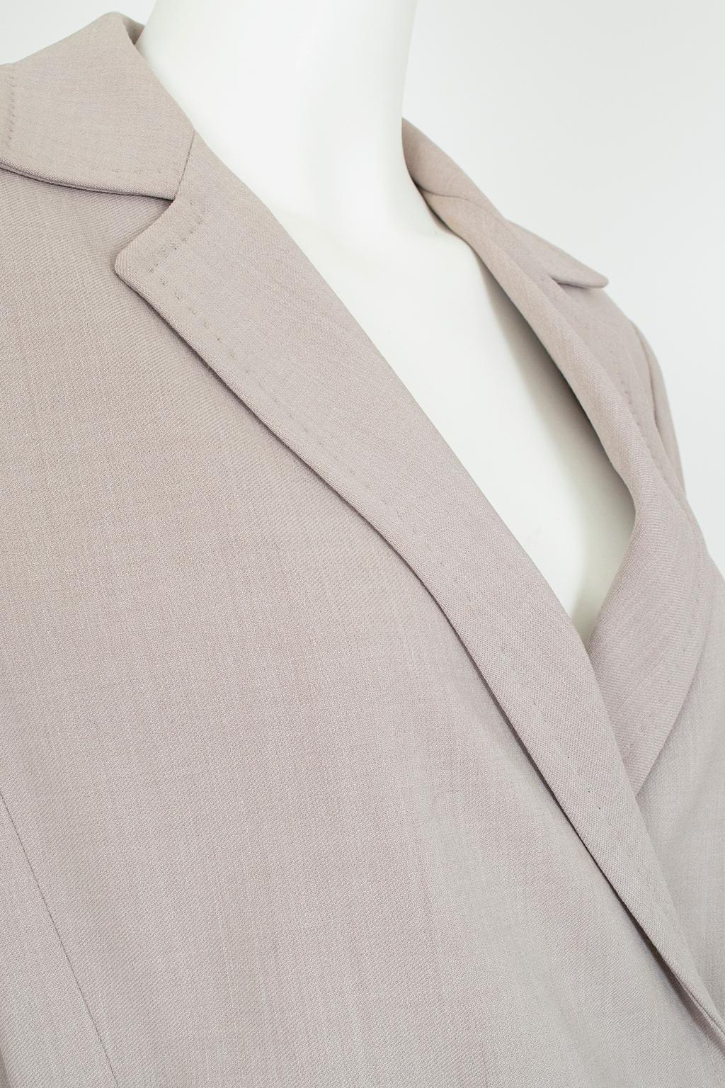 Max Mara Taupe Wool and Silk Crêpe Belted Pant Suit - It 40 – 42, 1990s For Sale 2