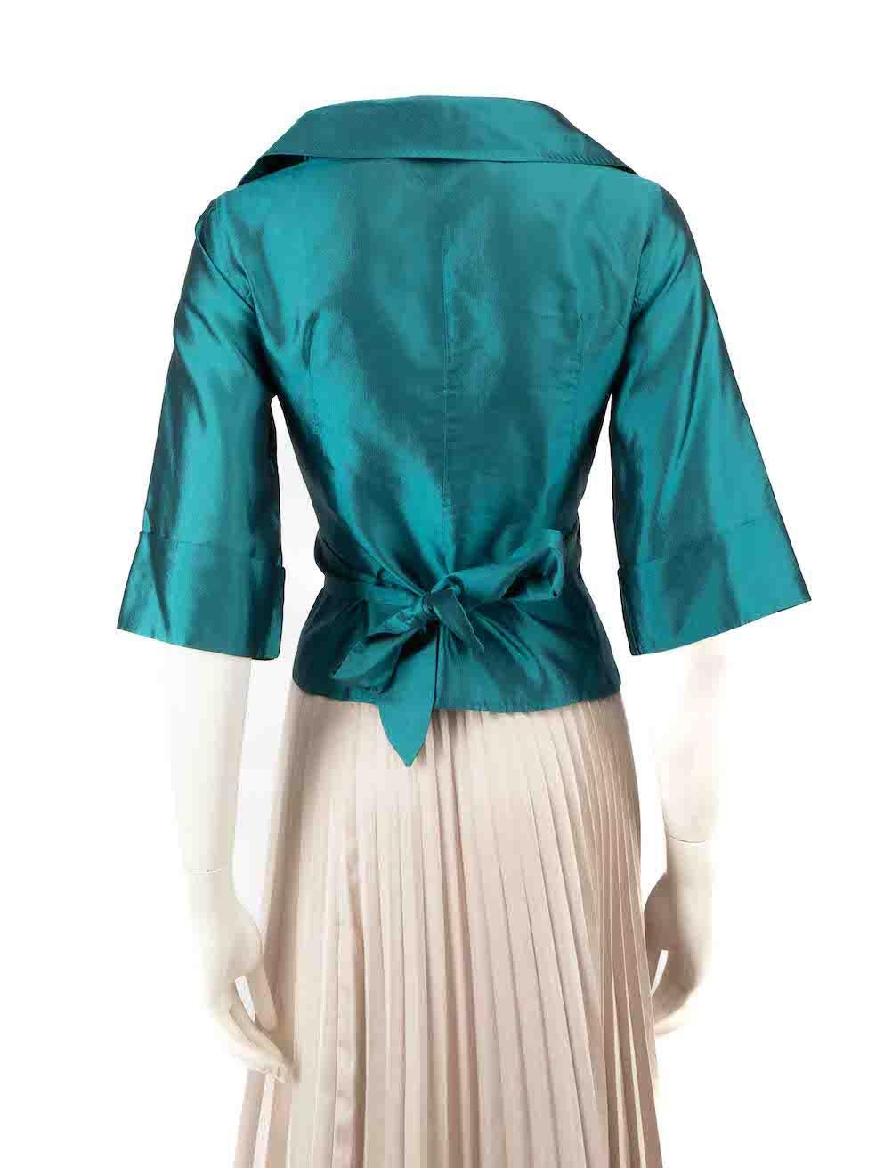 Beige Max Mara Teal Silk Wrap Tie Shirt Size XS For Sale