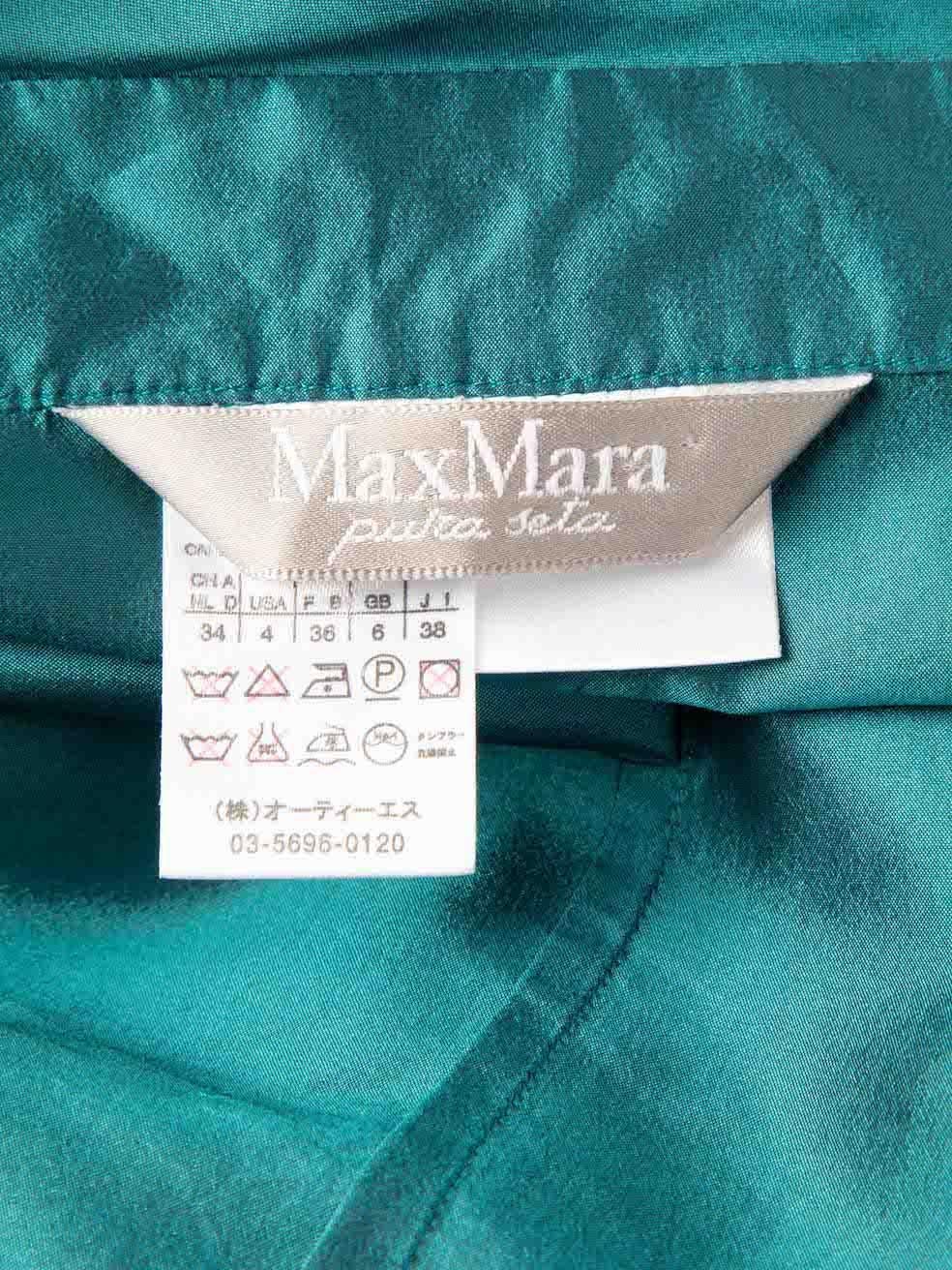 Women's Max Mara Teal Silk Wrap Tie Shirt Size XS For Sale
