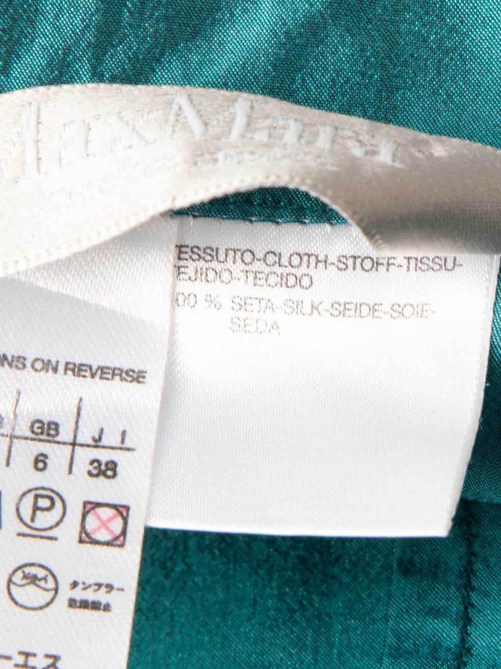 Max Mara Teal Silk Wrap Tie Shirt Size XS For Sale 1