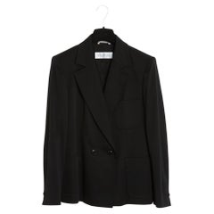 Max Mara Veste FR40 Black Wool Double Breasted Classic Jacket Blazer UK10 US8