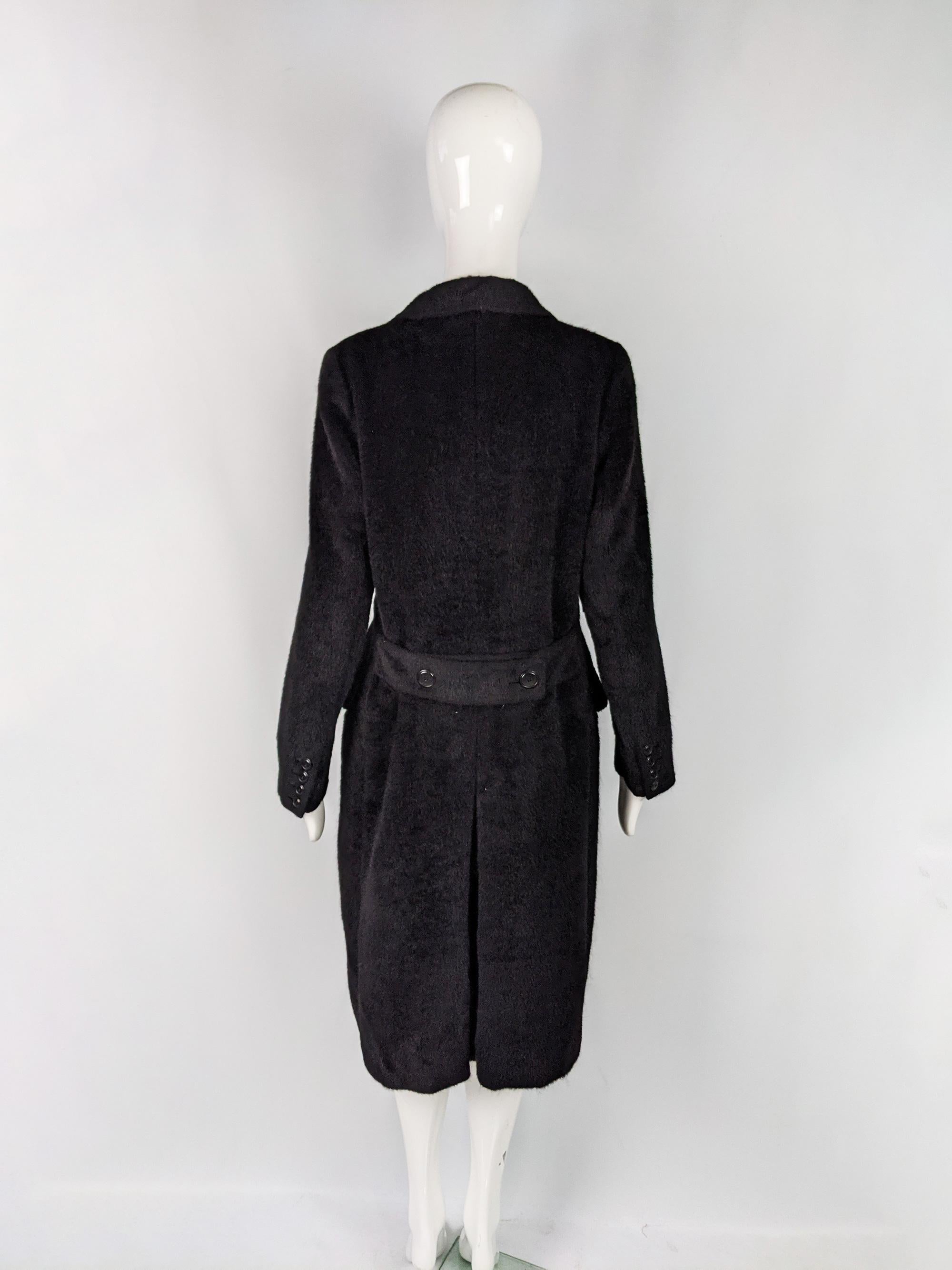 Max Mara Vintage Black Alpaca Wool Pea Coat In Excellent Condition In Doncaster, South Yorkshire