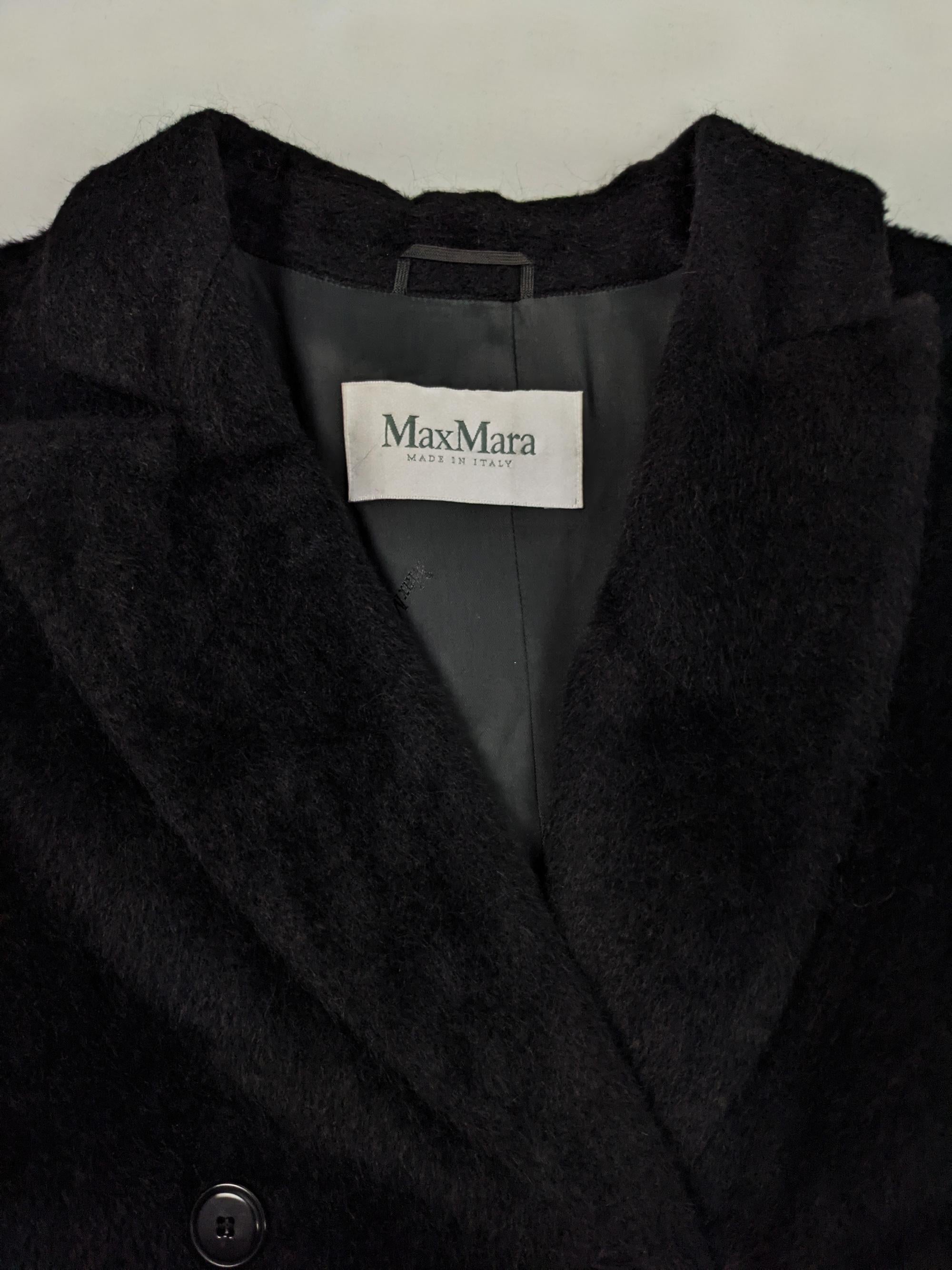 Women's Max Mara Vintage Black Alpaca Wool Pea Coat