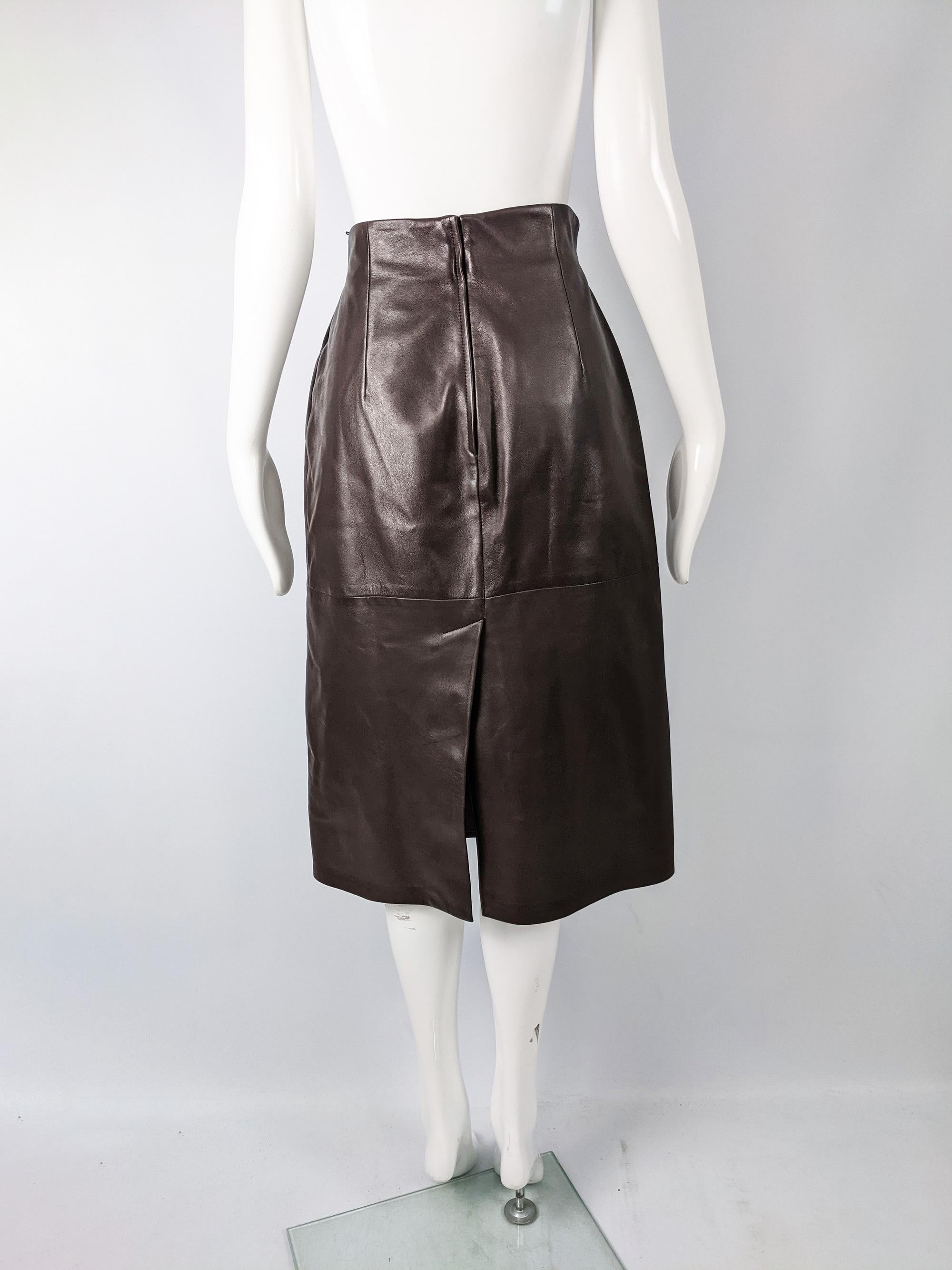 Women's Max Mara Vintage Brown Leather Skirt
