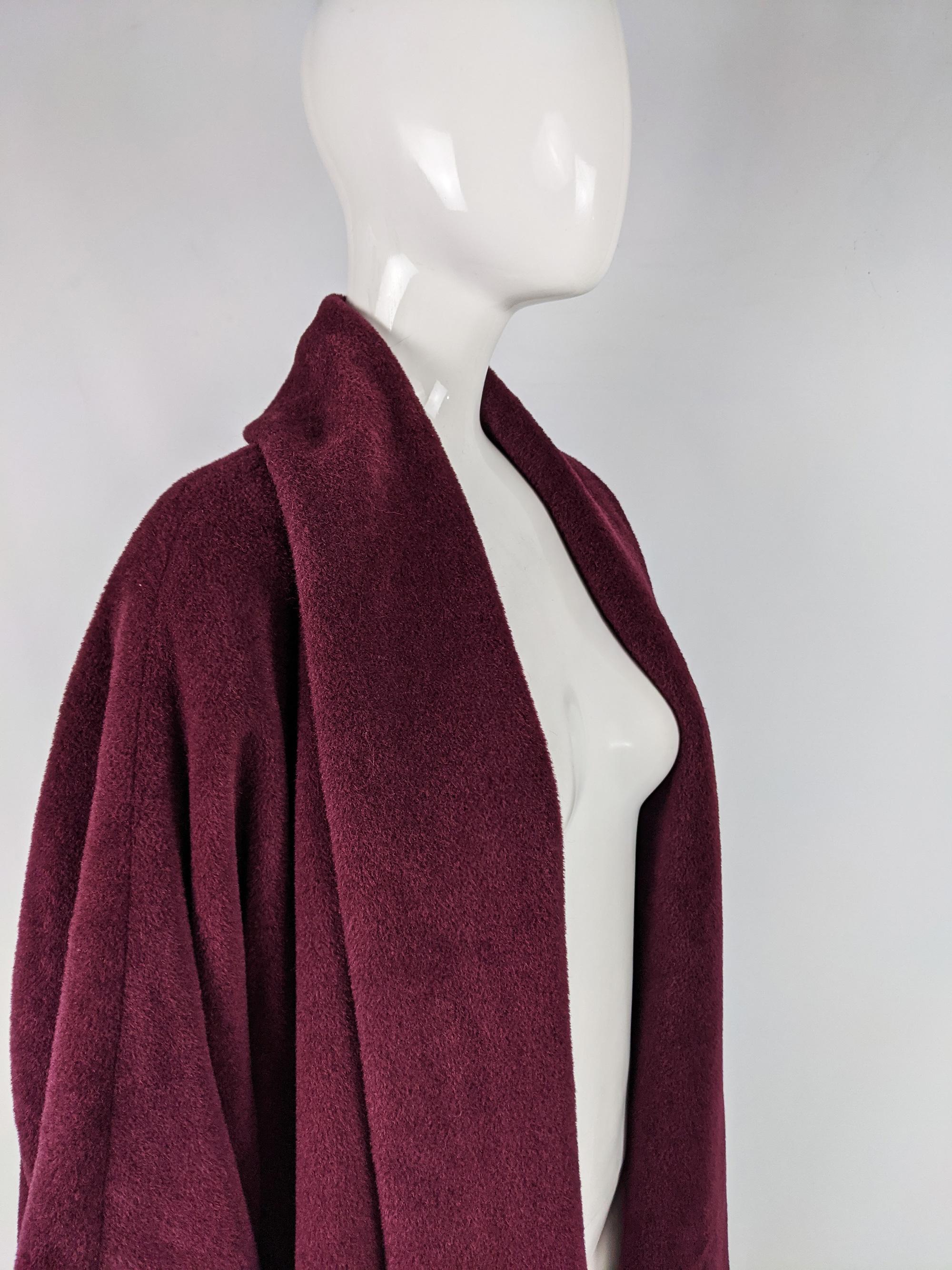 Women's Max Mara Vintage Dramatic Oversized Burgundy Alpaca Mohair & Wool Swing Coat