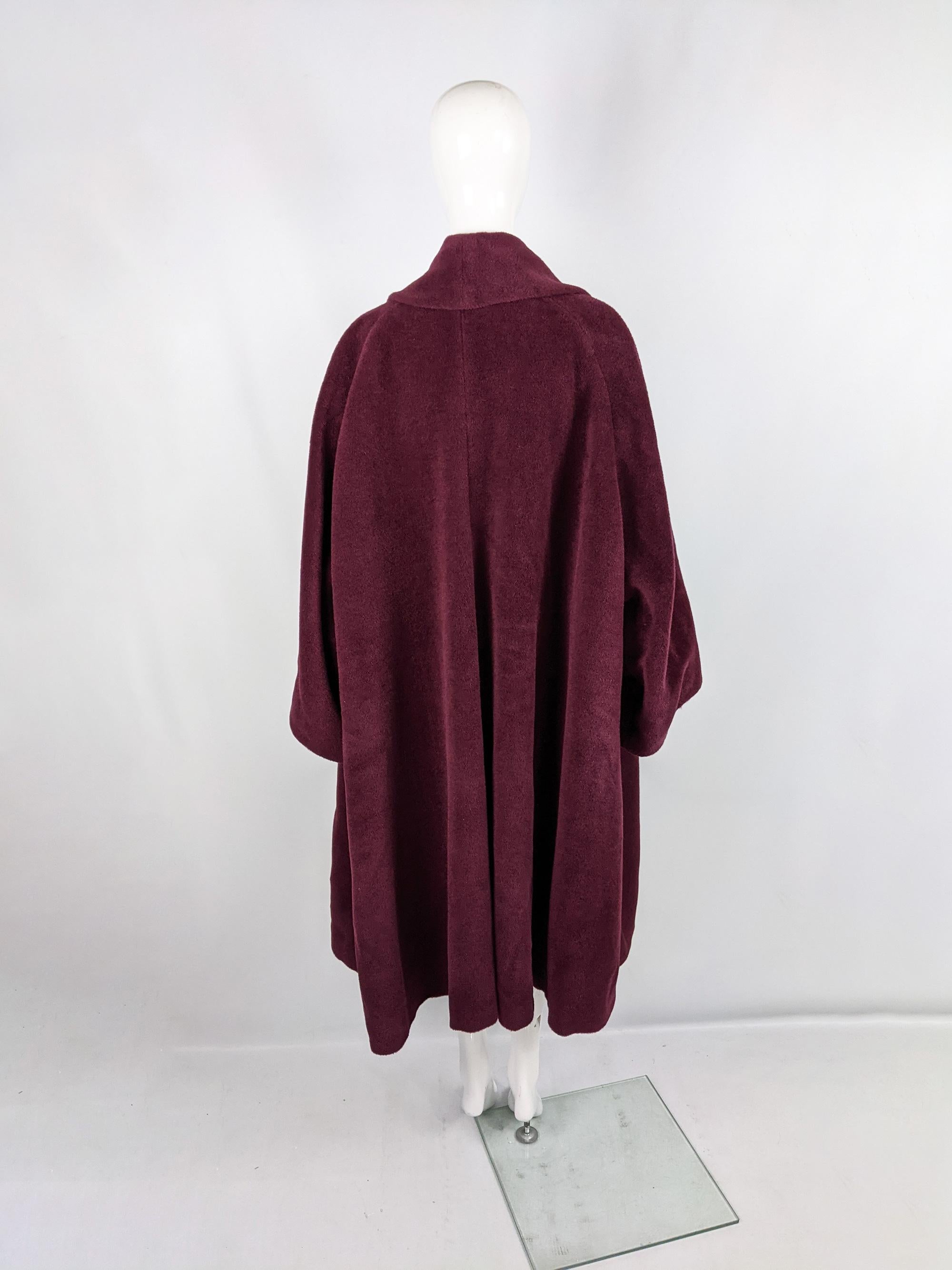 Max Mara Vintage Dramatic Oversized Burgundy Alpaca Mohair & Wool Swing Coat 1