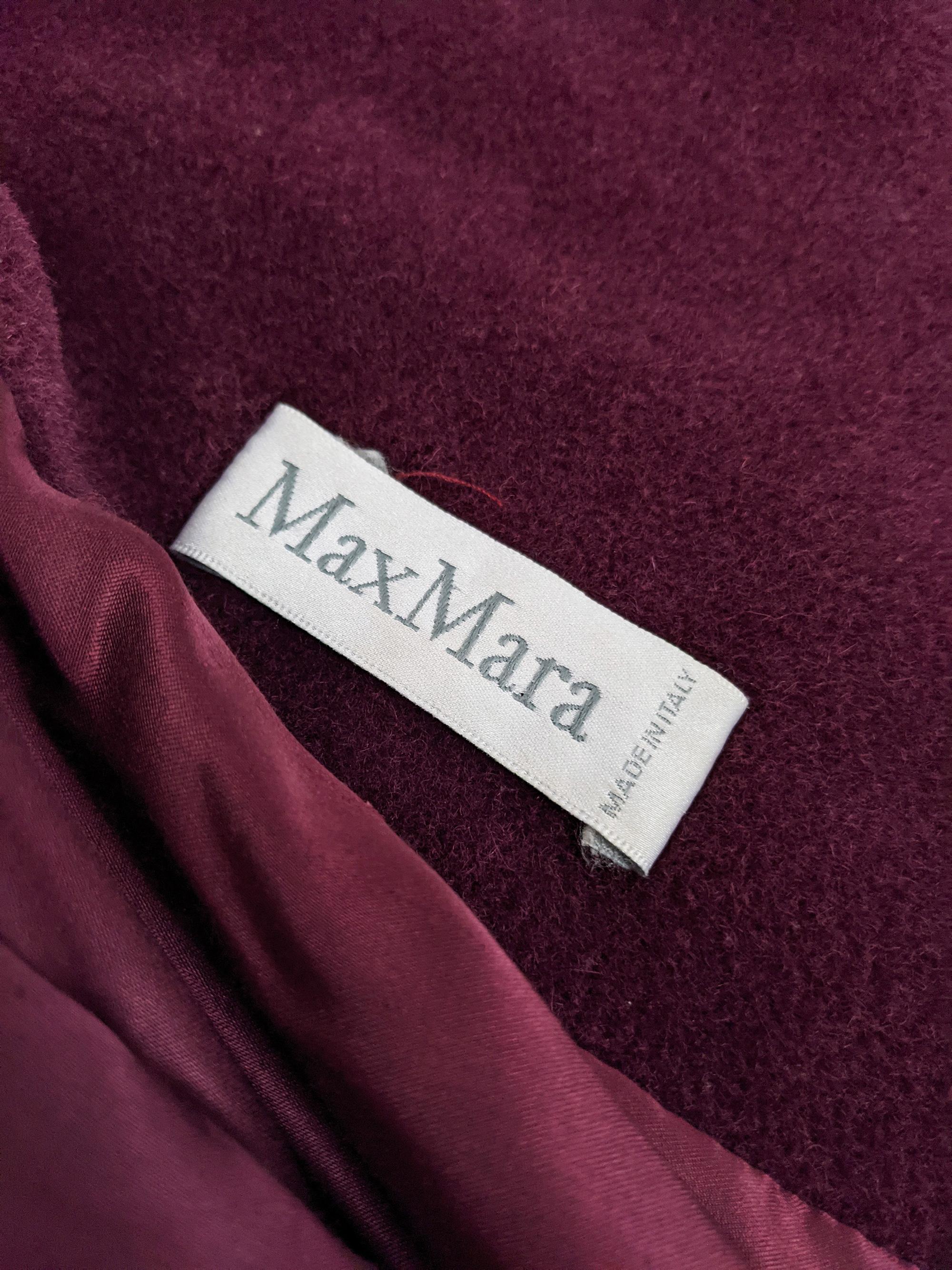 Max Mara Vintage Dramatic Oversized Burgundy Alpaca Mohair & Wool Swing Coat 2