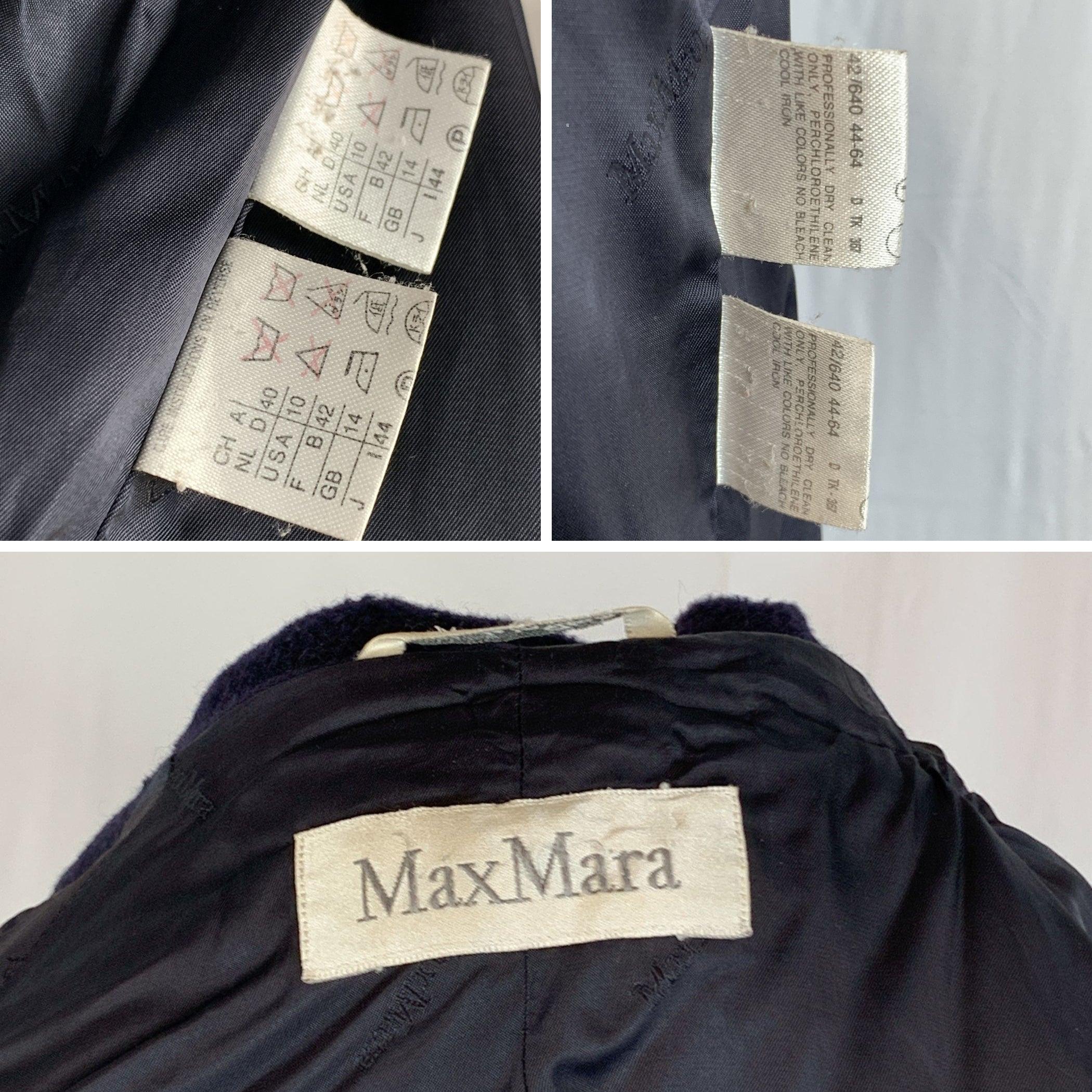 Women's Max Mara Vintage Navy Blue Wool Double Breasted Coat Size 44 IT For Sale