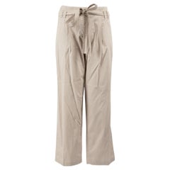 Used Max Mara Weekend Max Mara Beige Belted Straight Leg Trousers Size S