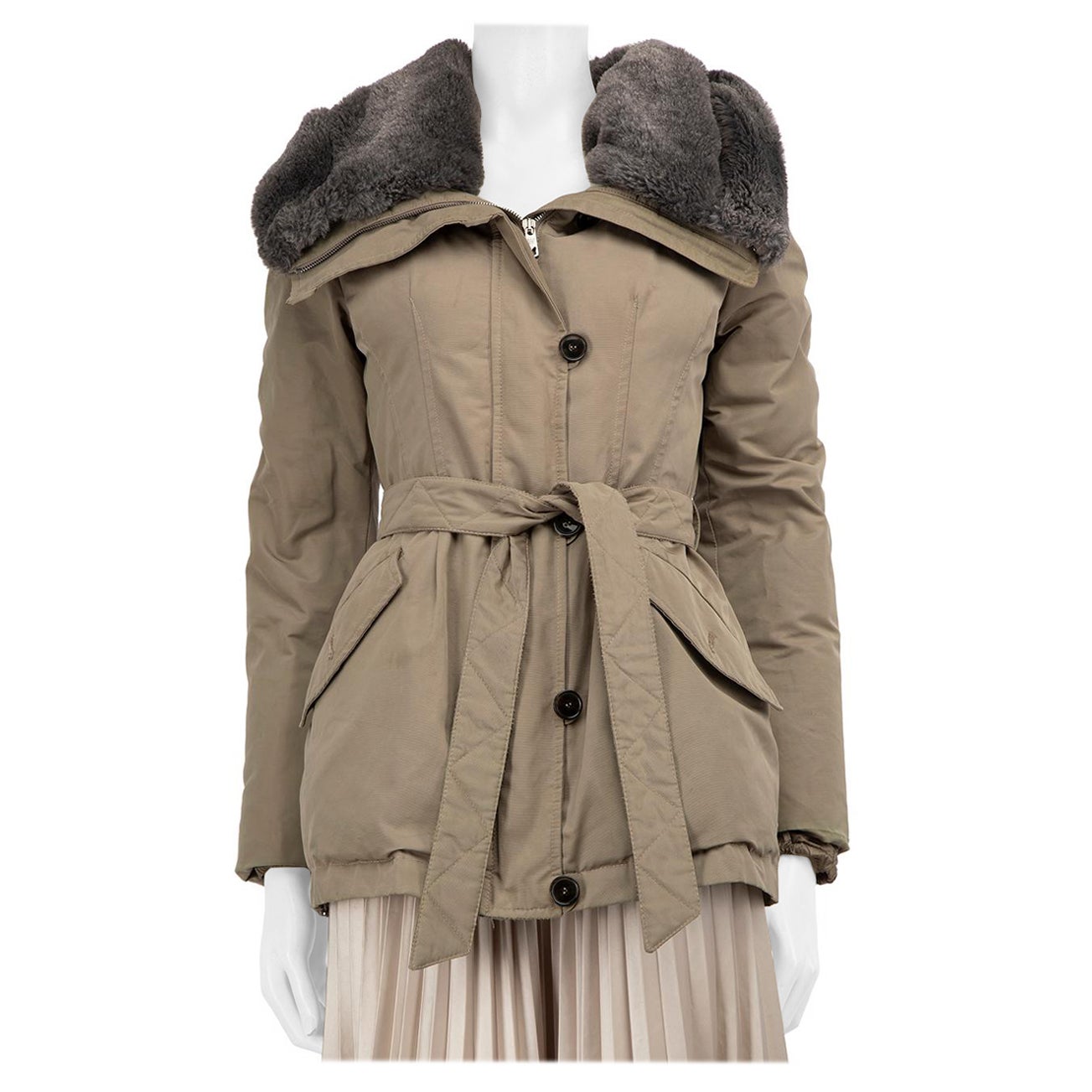 Max Mara Weekend Max Mara Beige Cappotto Parka con cappuccio Taglia S