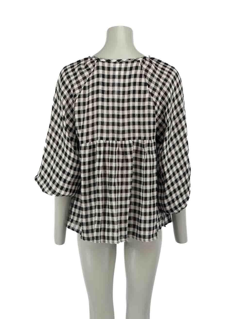 Max Mara Weekend Max Mara Black Gingham Top Size XS In Good Condition For Sale In London, GB