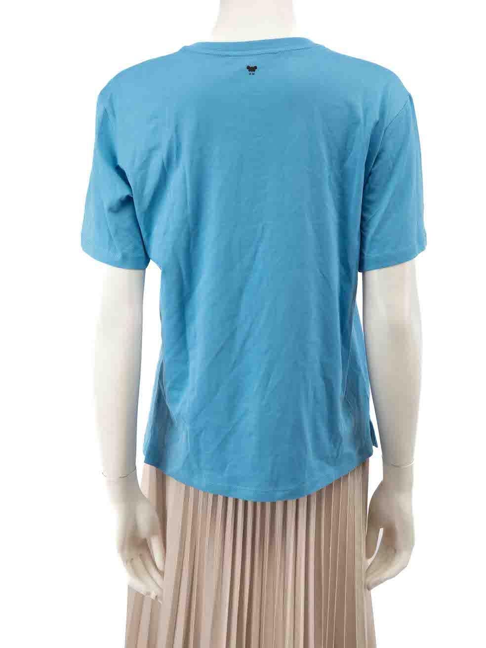 Max Mara Weekend Max Mara Blaues verziertes T-Shirt mit Paillettenbesatz Größe M im Zustand „Hervorragend“ im Angebot in London, GB
