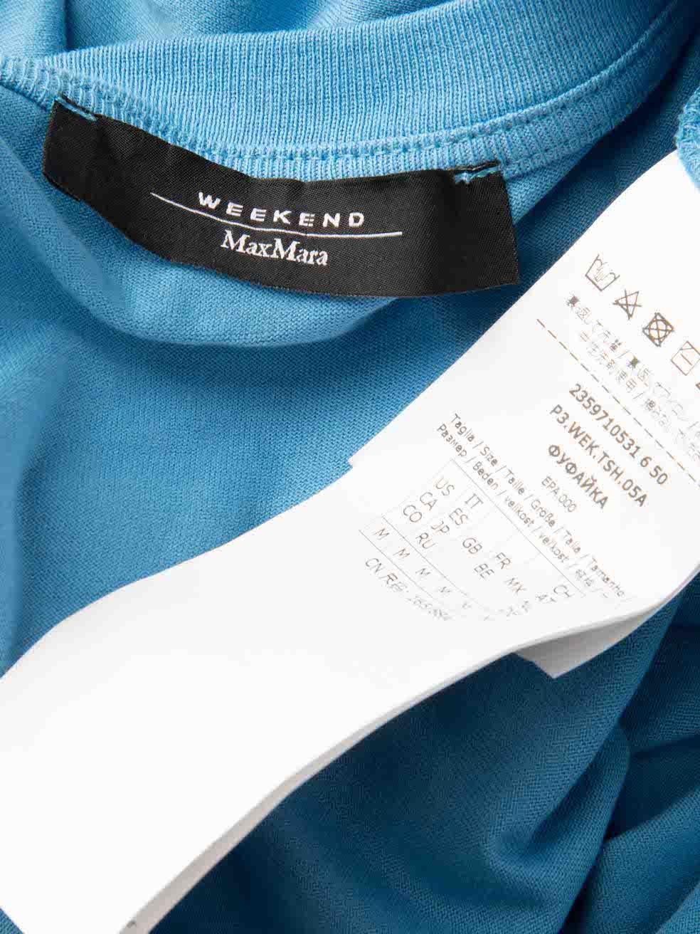 Max Mara Weekend Max Mara Blaues verziertes T-Shirt mit Paillettenbesatz Größe M im Angebot 1