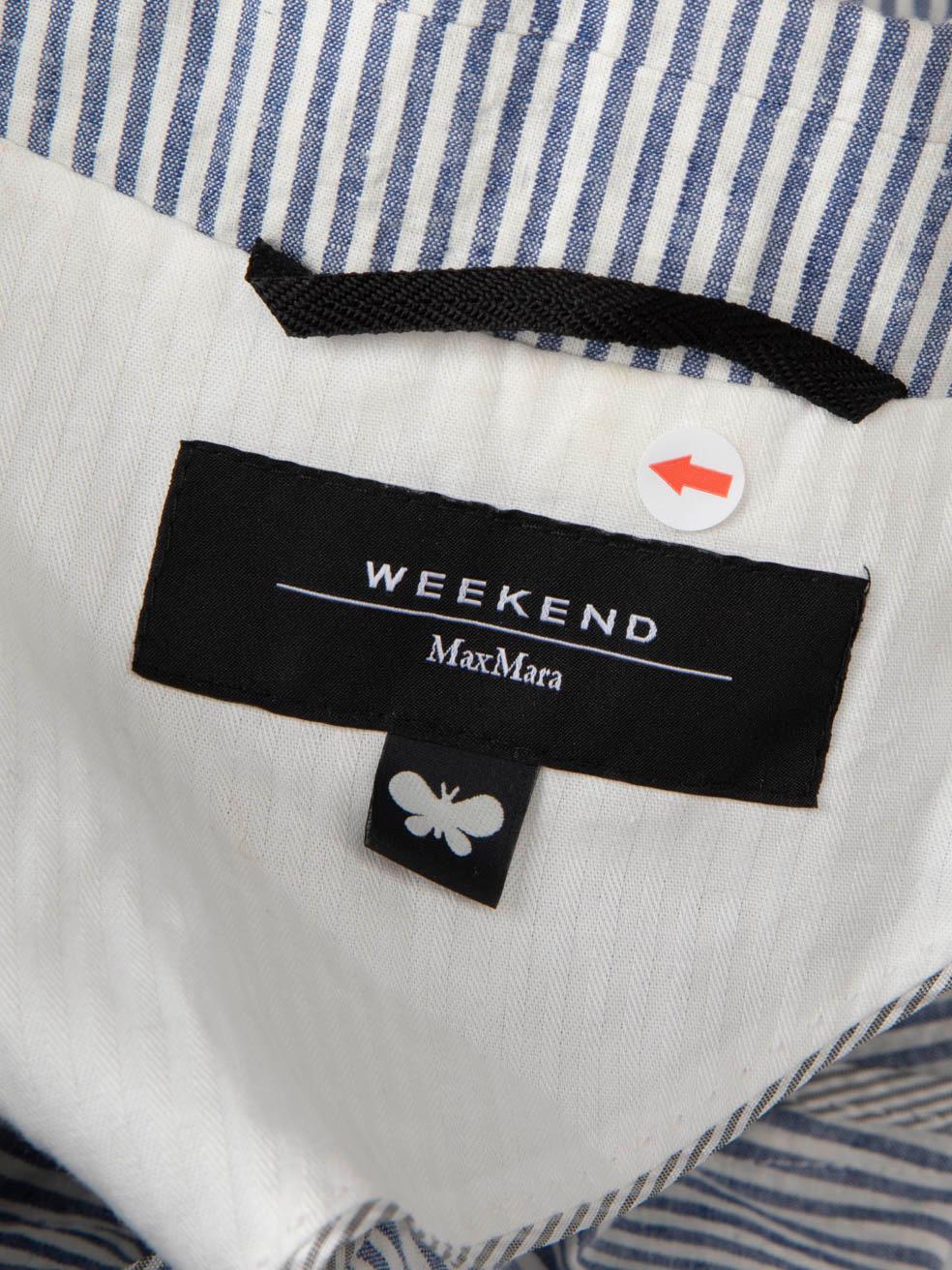 Max Mara Weekend Max Mara Blazer bleu rayé à simple boutonnage Taille S Excellent état - En vente à London, GB
