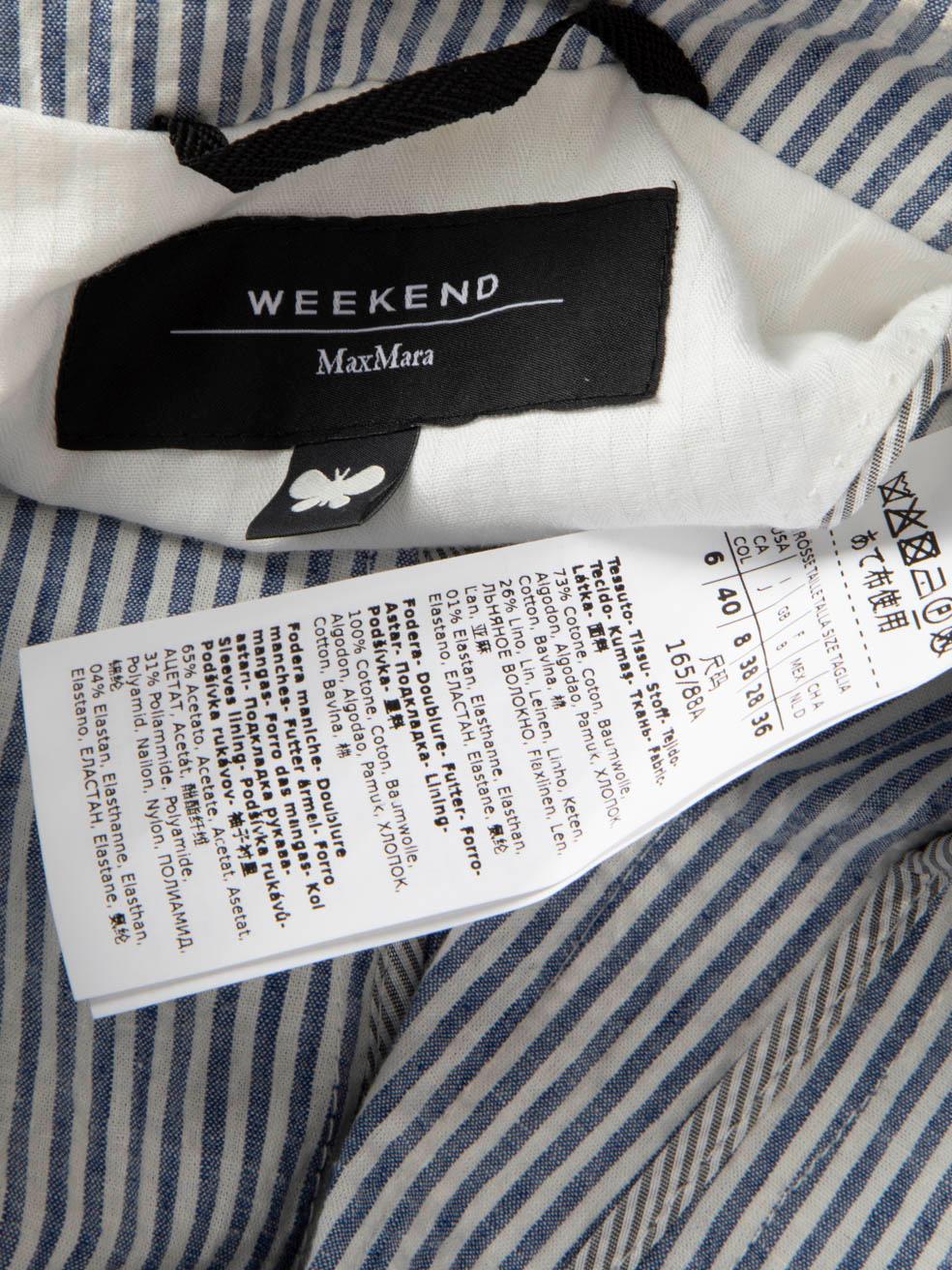 Max Mara Weekend Max Mara Blazer bleu rayé à simple boutonnage Taille S Pour femmes en vente
