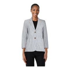 Max Mara Weekend Max Mara Blazer de rayas azules de un solo pecho Talla S